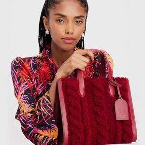 Kate Spade Manhattan Cable Knit Shearling Bag